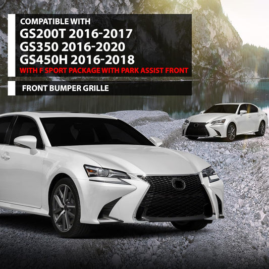 G-PLUS Grille Compatible with LX GS200t 2016-2017/GS350 2016-2020/GS450h 2016-2018 with F Sport Package with Park Assist Front 5310130890, LX1200192 Gray