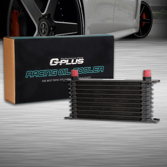 G-PLUS 10 Row Oil Cooler for Universal AN10-10AN Aluminum Black