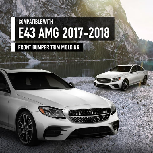 G-PLUS Front Bumper Face Bar Trim Molding Step Pad Fit Benz E43 AMG 4Matic 2017-2018, Fit Models w/o AMG Carbon Fiber Package, With AMG Styling Package and Night Package 2138857800 Glossy Black