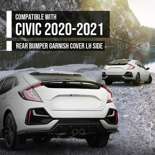 G-PLUS Rear Left Bumper Garnish Cover Compatible with Honda Civic Hatchback 2020 2021 71518-TGG-A50ZB, 71518 TGG A50ZB Black