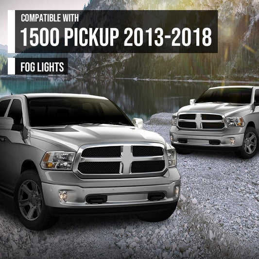 G-PLUS Fog Light Compatible With Dodge Ram 1500 Pickup 2013-2018,(NOT For Rebel Models),Driving Clear Fog Lamps w/Bulbs Pair
