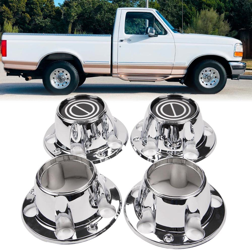 G-PLUS Chrome Wheel Hub Center Caps with 12 mounting Screws, Compatible with Ford F150 Truck/Bronco 1980-1996, Fit Ford Van 1992-1996 4x4 Front 4WD Wheel Drive