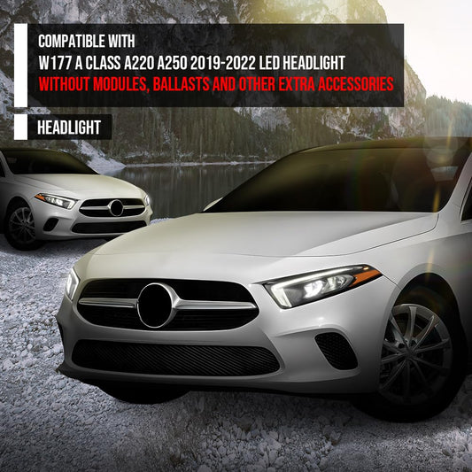 G-PLUS LED Headlight Left Driver Side Compatible with Benz W177 A Class A220 A250 2019 2020 2021 2022 LED Headlight Without modules, ballasts and other extra accessories A1779065103, A1779066303 Black