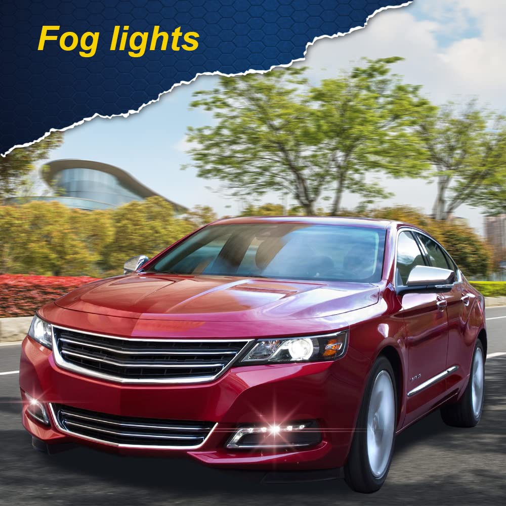 G-PLUS LED Fog Light Compatible With 14-20 Chevy Impala,Clear Lens Daytime Running Light DRL w/Wiring Switch,A Pair