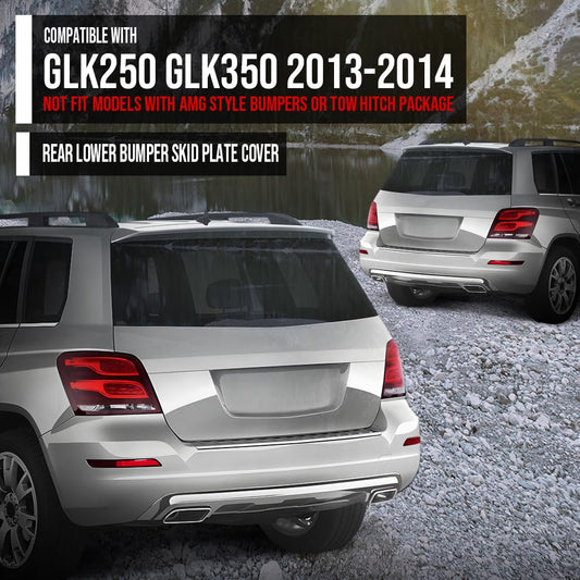 G-PLUS Rear Lower Bumper Skid Plate Cover Compatible with Benz GLK250 GLK350 2013-2014 Not Fit Models with AMG Style Bumpers or Tow Hitch Package 2048857423, 204 885 7423 Silver