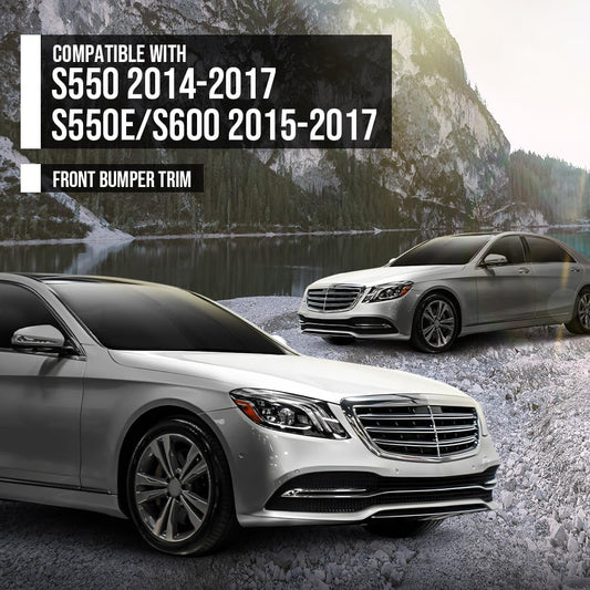 G-PLUS Front Center Bumper Trim Compatible with Benz S450 Base 3.0L 2018-2020 Fit Benz S550e Base 3.0L 2015-2017 2228852221, MB1037109 Silver