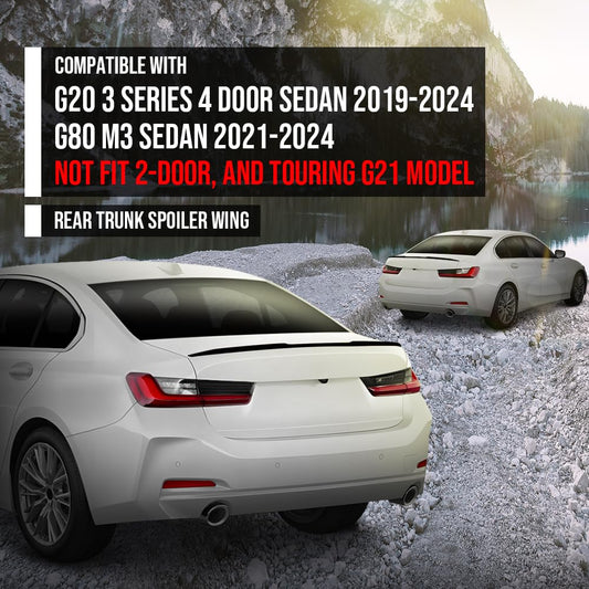 G-PLUS Rear Trunk Spoiler Wing Compatible with BMW G20 3 Series 4 Door Sedan 2019 2020 2021 2022 2023 2024, Fit BMW G80 M3 2021 2022 2023 2024, Not Fit 2-Door and Touring G21 Model Gloss Black