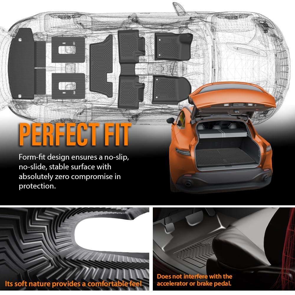 G-PLUS Floor Mats & Cargo Liner Compatible with 2016-2025 Dodge Durango 7 Seats TPE Custom Fit All Weather Protection Truck Mat Floor Cargo Liner Accessories Black Alfombras para Carro