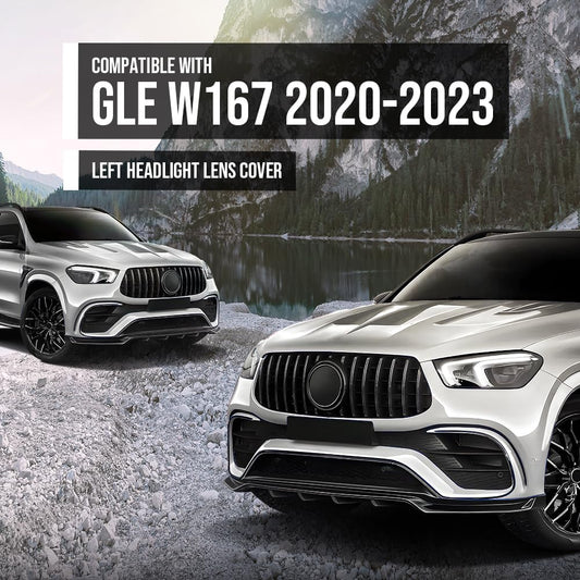 G-PLUS Headlight Lens Cover Compatible with Benz GLE W167 2020 2021 2022 2023 Left Side Front Headlamp Lens Cover Clear