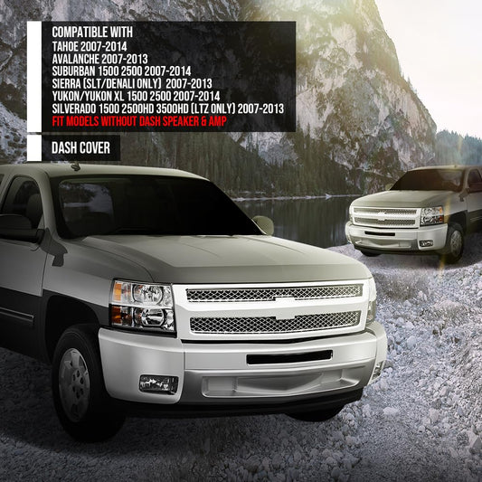 G-PLUS TPE Molded Dash Cover Cap Overlay Compatible with Chevy Silverado 1500 2500HD 3500HD (LTZ Only) 2007-2013, Fit GMC Sierra (SLT/Denali Only) 2007-2013 Beige