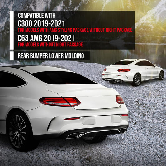 G-PLUS Rear Bumper Lower Molding Compatible with Benz C300 2019-2021 For Models With AMG Styling Package,Without Night Package 2058853903, MB1144133 Silver