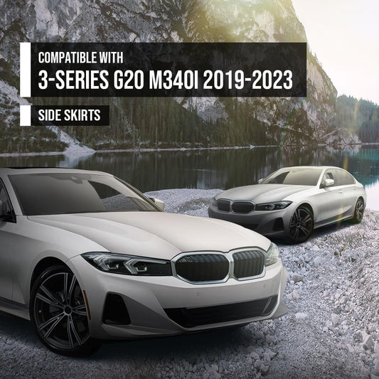 G-PLUS Side Skirts Body Kit Compatible with BMW G20 3-Series All Trims Models Only 2019 2020 2021 2022 2023 Carbon Fiber Black