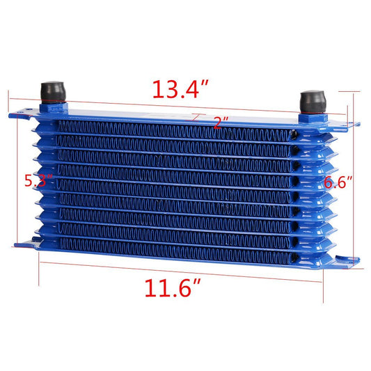G-PLUS 10 Row Oil Cooler for Universal AN10-10AN Aluminum Gold Front View
