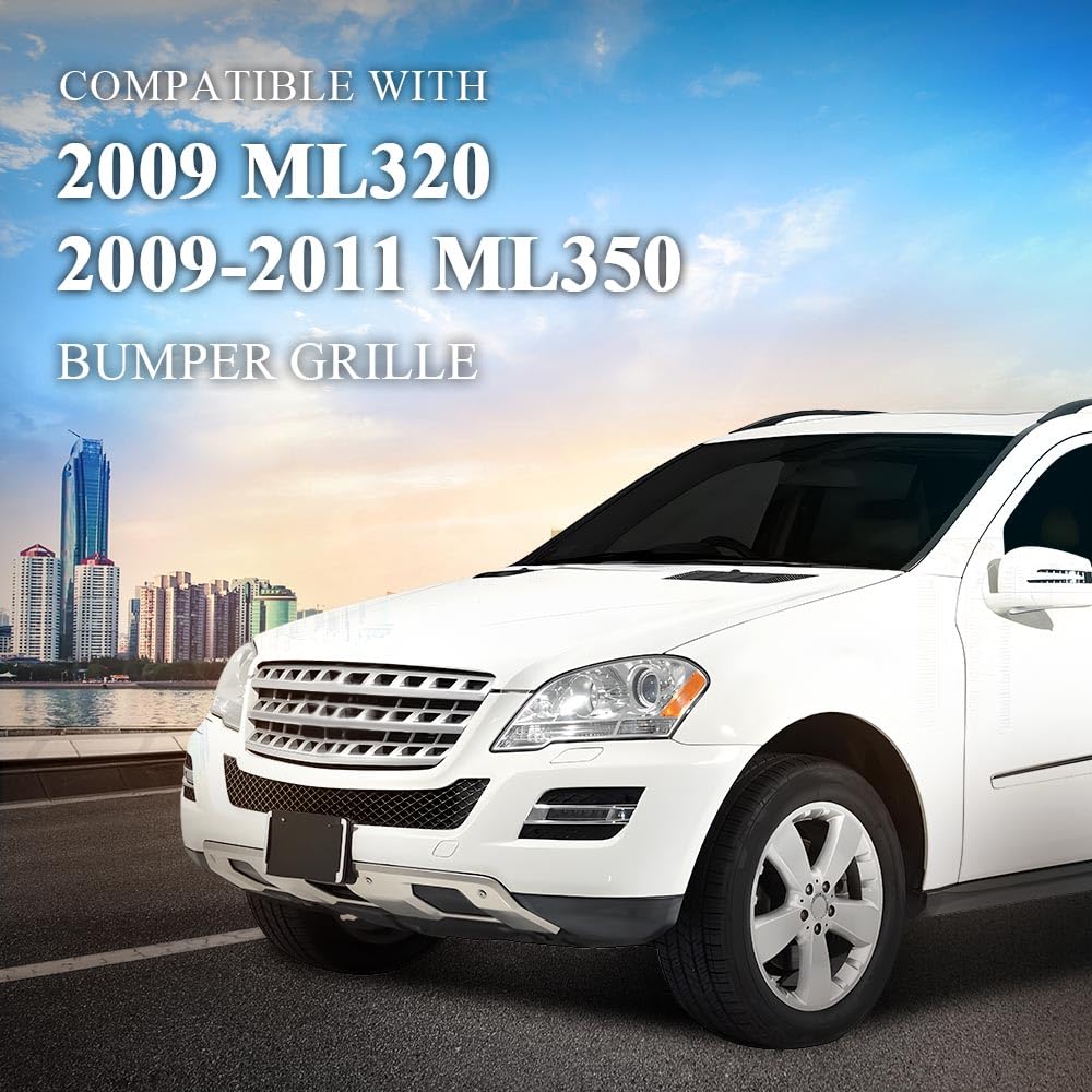 G-PLUS Center Bumper Grille Compatible with ML320 Bluetec 4Matic 2009, Fit ML350 Bluetec/ML450 Hybrid 4Matic2010-2011, Fit ML350 ML550 ML63 AMG Base 2009-2011 1648854123 MB1036133