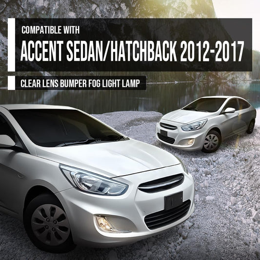 G-PLUS Bumper Fog Lights Compatible with Hyundai Accent 2012-2017 922011R010 922021R000 HY2592139 HY2593139 Left Driver Side & Right Passenger Side Clear Lens Fog Lamps