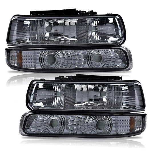 G-PLUS Headlights Assembly & LED 3rd Brake Light Headlights Compatible with Chevy Silverado 1999-2002 Fit Silverado 1999-2006 LED 3rd Brake Light