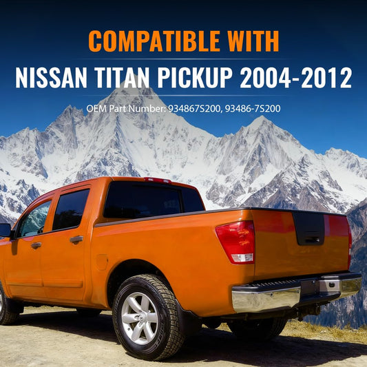 G-PLUS Tailgate Protector Cover for Nissan Titan Pickup 2004-2012 ABS Trim Black Front View