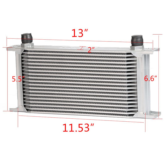 AN10-10AN 19 Row Engine Oil Cooler (Silver, 19 Row English-style A)