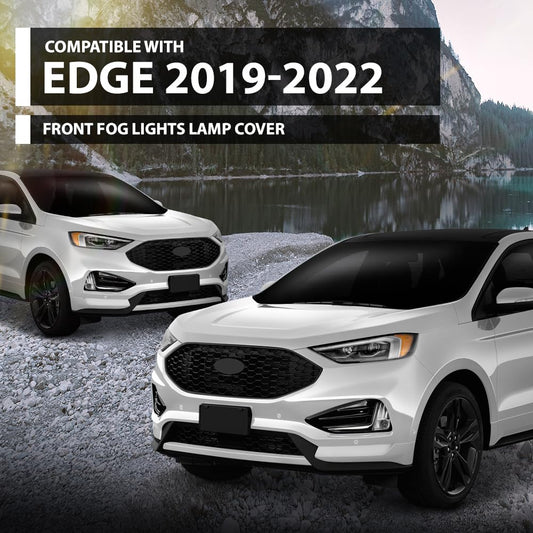 G-PLUS Front Fog Lights Lamp Cover Chrome Trim Bezel Compatible with Ford Edge 2019-2022 KT4Z15266CA, KT4Z15266CB Black