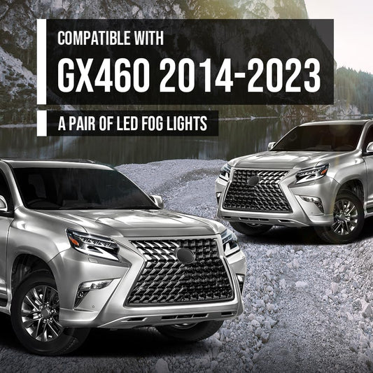 G-PLUS LED Fog Light Pair Right Passenger & Left Driver Compatible with LX GX460 2014-2023 8122060110, 8121060190 Black