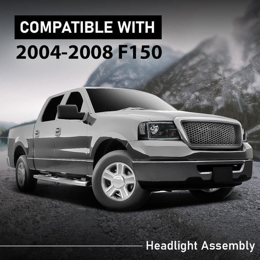 G-PLUS LED Headlights Fit Ford F150 2004-2008,Fit Lincoln Mark LT 2006-2008(NOT Fit 2004 F150 Heritage/Flareside Beds) Clear Lens Black Housing Clear ReflectorBumper Headlamps,faros delanteros