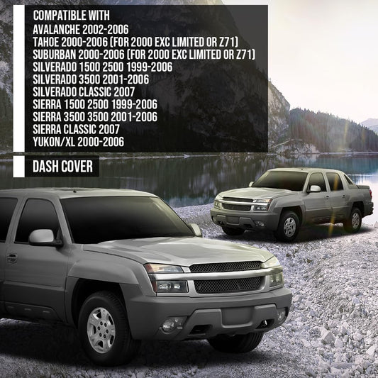 G-PLUS TPE Dash Cover Skin Cap Overlay Compatible with Chevy 2000-2006 Fit GMC Sierra 1500 2500 1999-2006 / Sierra Classic 2007 Blue
