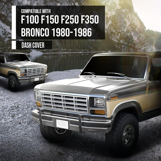 G-PLUS Dashboard Panel Dash Cover Compatible with Ford F100 F150 F250 F350 Bronco 1980 1981 1982 1983 1984 1985 1986, Black
