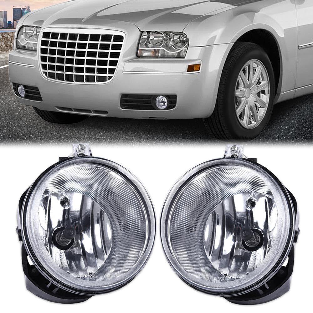 G-PLUS Front Bumper Driving Fog Lights w/Bulb Compatible with Jeep Grand Cherokee 2005 2006 2007 2008 2009 2010 Fit Jeep Commander 2006 2007 2008 2009 2010 CH2592138, CH2592138, 4805859AA Clear Lens