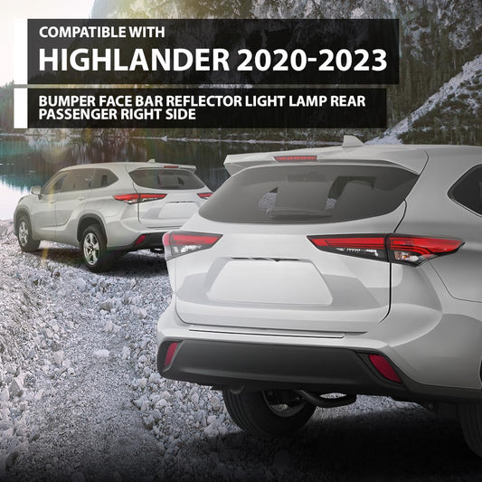 G-PLUS Rear Bumper Reflector Passenger Side RH Compatible with Toyota Highlander XSE/Hybrid Bronze Edition 2020-2023 81480-0E060, 814800E060, TO1185117 Red