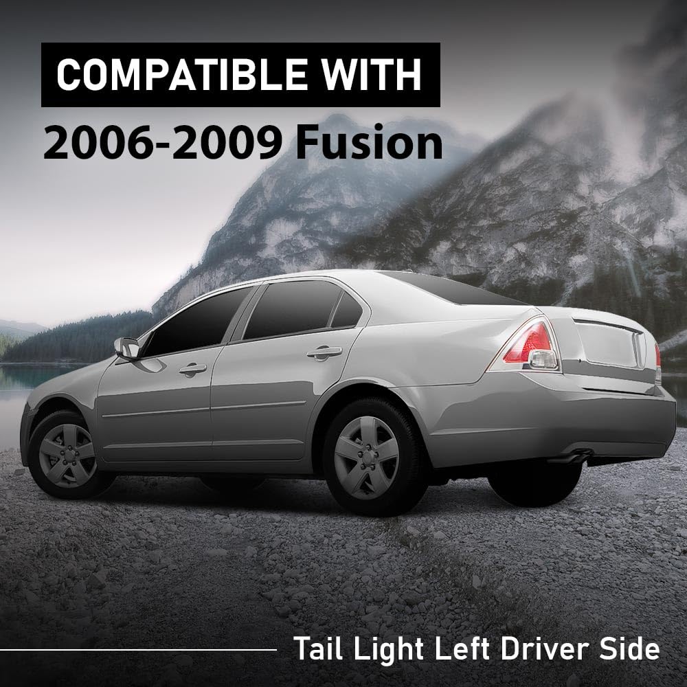 G-PLUS Tail Light Left Side Compatible with Ford Fusion (submodel: S, SE, SEL) 2006-2009 Clear & Red Lens FO2818123C, 6E5Z13405B Faros Traseros Luces TraserasAssembly