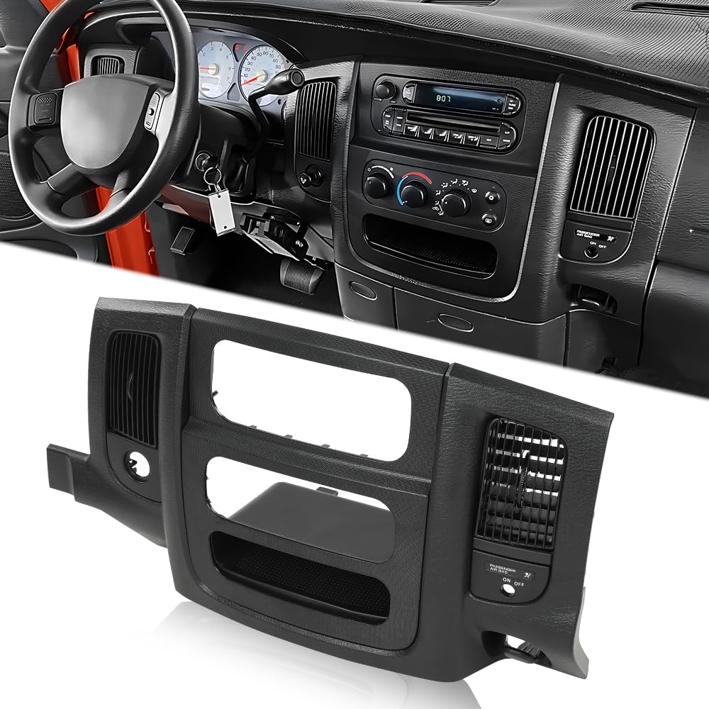 G-PLUS Dash Radio Trim Bezel Cover Surround Panel w/Air Vent & Storage Compatible with Dodge Ram 1500 2002-2005/Fits Dodge Ram 2500 3500 2003-2005 Black