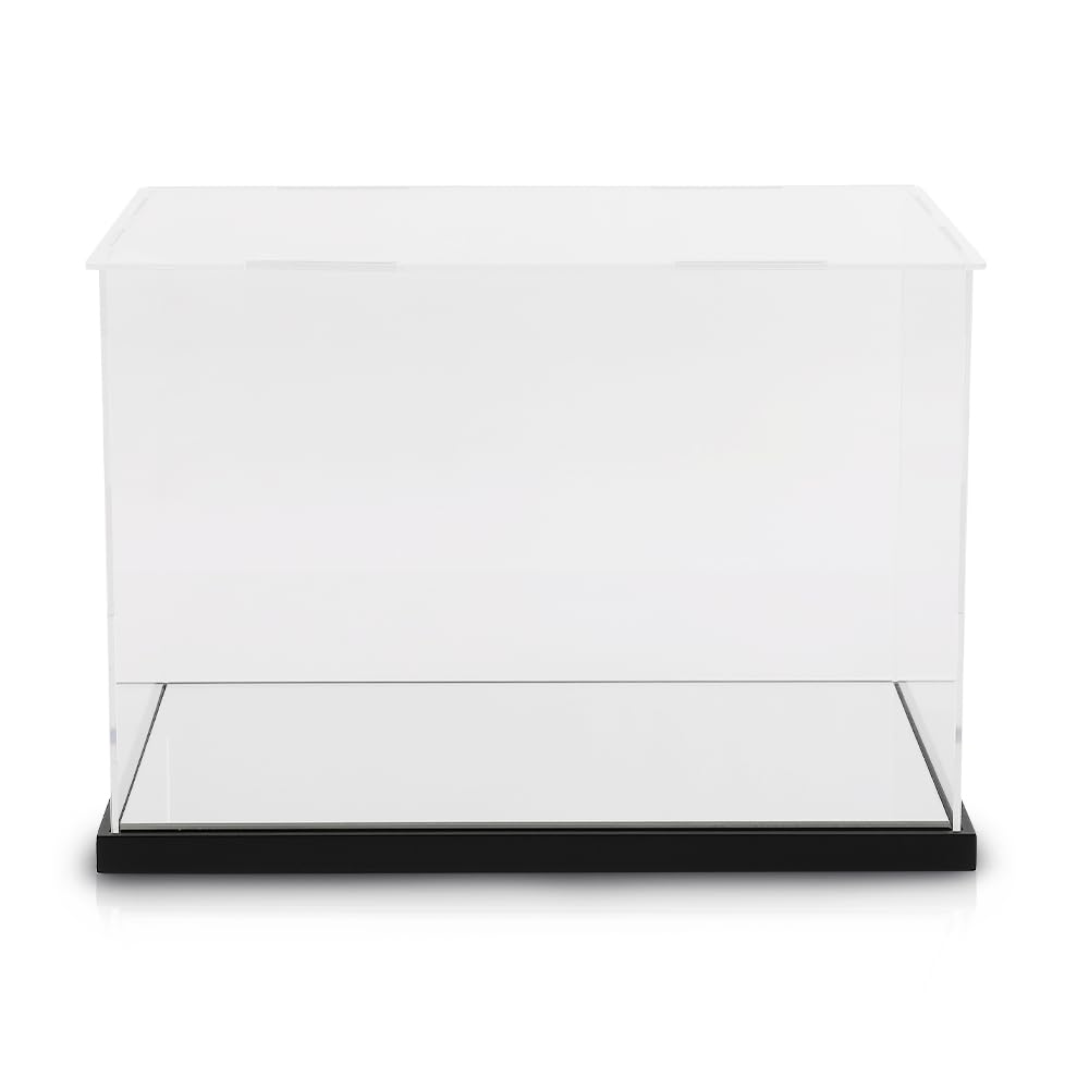 G-PLUS Clear Boxing Glove Display Case Acrylic Display case Fit for Full Size Boxing Glove Storage Box Dustproof UV Protection Cabinet with Carbon Fiber Skin Base and Removable Mirror Base