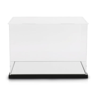 G-PLUS Clear Boxing Glove Display Case Acrylic Display case Fit for Full Size Boxing Glove Storage Box Dustproof UV Protection Cabinet with Carbon Fiber Skin Base and Removable Mirror Base