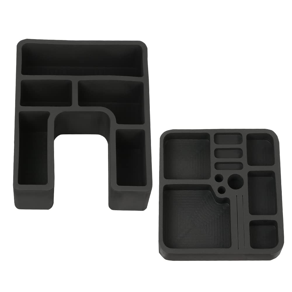 G-PLUS Floor Console Black Organizer Inserts 2 Pc Set Compatible with 1978-1996 Ford F150 F250 F350 Bronco