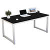 G-PLUS 55.1" Computer Desk Wood Office Table, Modern Simple Style PC Laptop Notebook Study Writing Table for Home Office Workstation Black Color