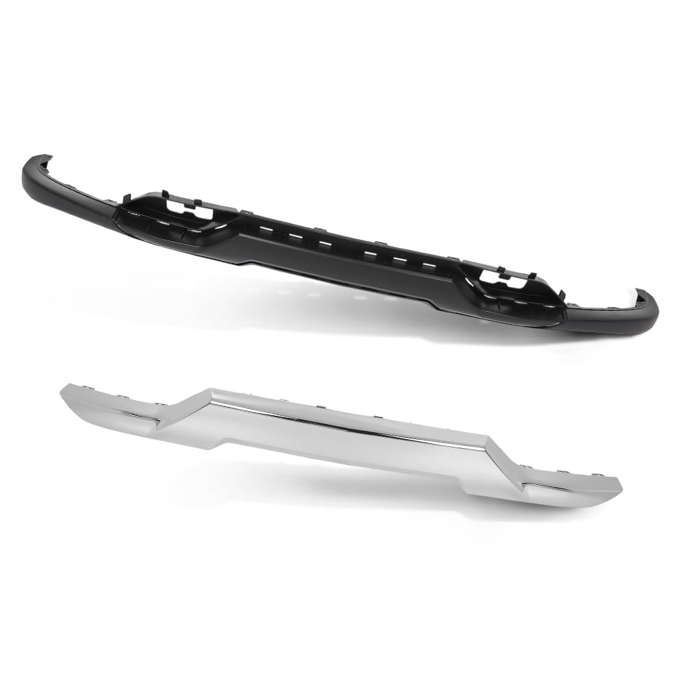G-PLUS Front Bumper Valance + Chrome Skid Plate Compatible with Chevy Silverado 1500 2016-2018/1500 LD 2019 Fit Models w/ Z71 Package & Impact Bar Skid Plate Black