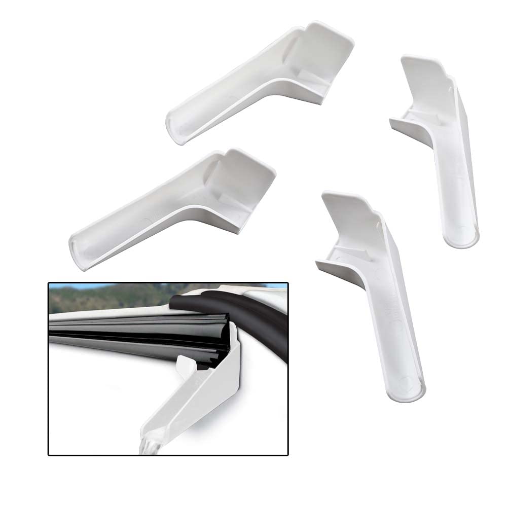 G-PLUS RV Rain Gutter Spout Long Version Left and Right Side White 3 1/2" Long 4 PCS