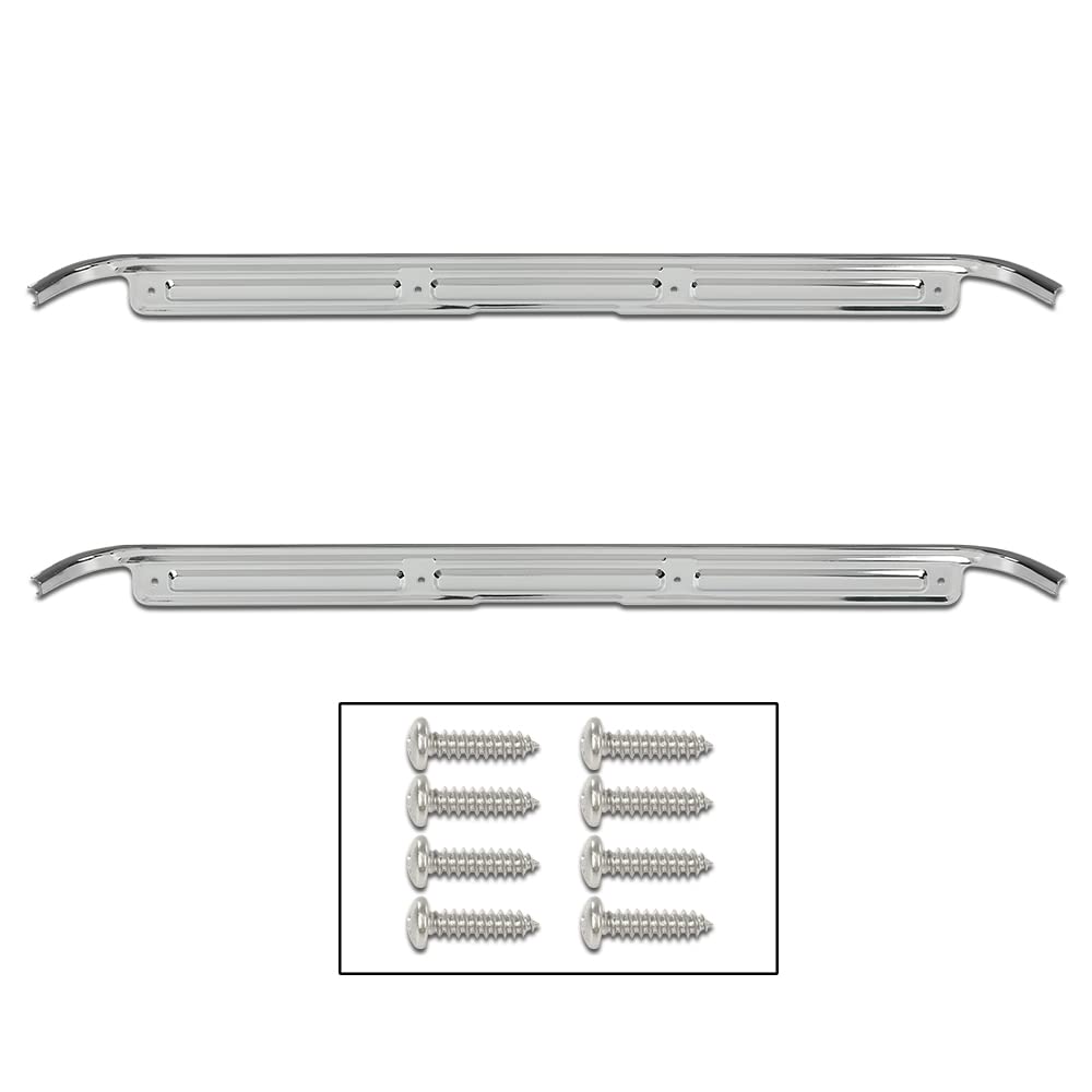 G-PLUS Chrome Door Sill Plates 2pcs Compatible with Chevy GMC Truck C10 C20 1967-1972 Car Door Sill Protector Step Scuff Plate w/Hardware Car Door Sill Steps Covers Scratch Pad