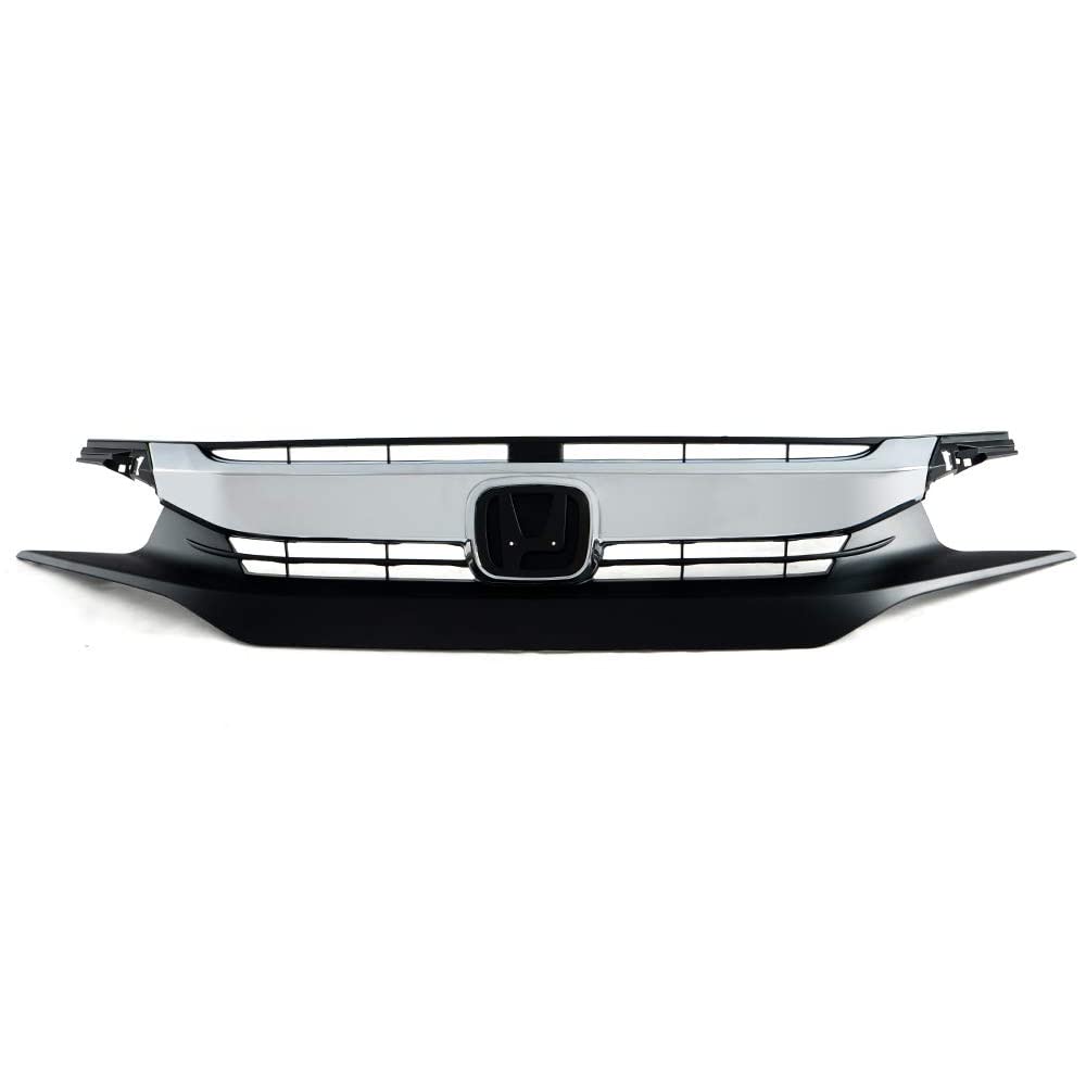 G-PLUS Factory Style Gloss Front Upper Bumper Grille Hood Compatible With CIVIC 16-18 GRILLE （Chrome）