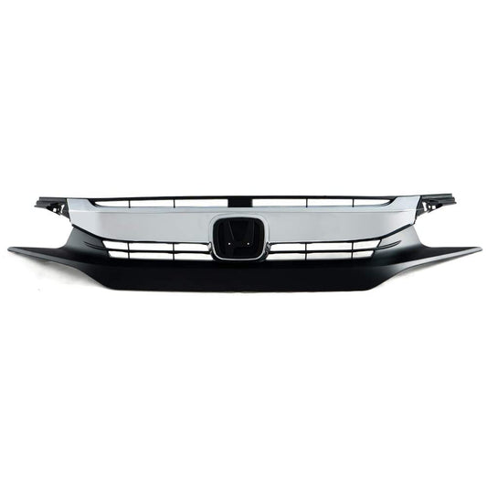 G-PLUS Factory Style Gloss Front Upper Bumper Grille Hood Compatible With CIVIC 16-18 GRILLE （Chrome）