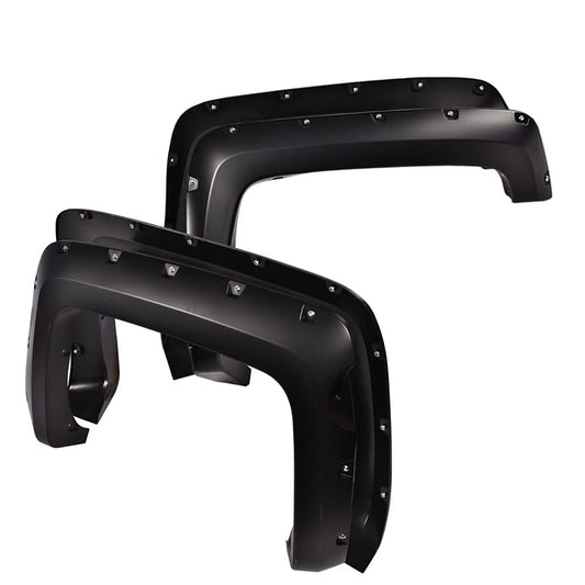 G-PLUS Pocket Rivet Upgrade Fender Flares Compatible with 2014-2018 Chevy Silverado 2500HD/3500HD, Fit 5.8 ft (69.3") Short Bed Crew Cab Models, Smooth Bolt-Riveted Style Paintable Pocket Black