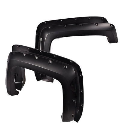 G-PLUS Pocket Rivet Upgrade Fender Flares, Compatible with 2014-2018 Chevy Silverado 2500HD/3500HD, 5.8 ft (69.3") Short Bed Crew Cab Models, Smooth Bolt-Riveted Style Paintable Black Pocket 4pcs