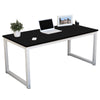 G-PLUS Computer Desk Wood Office Table, Modern PC Laptop Notebook Study Writing Table for Home Office Workstation (55.1'', Black Color)