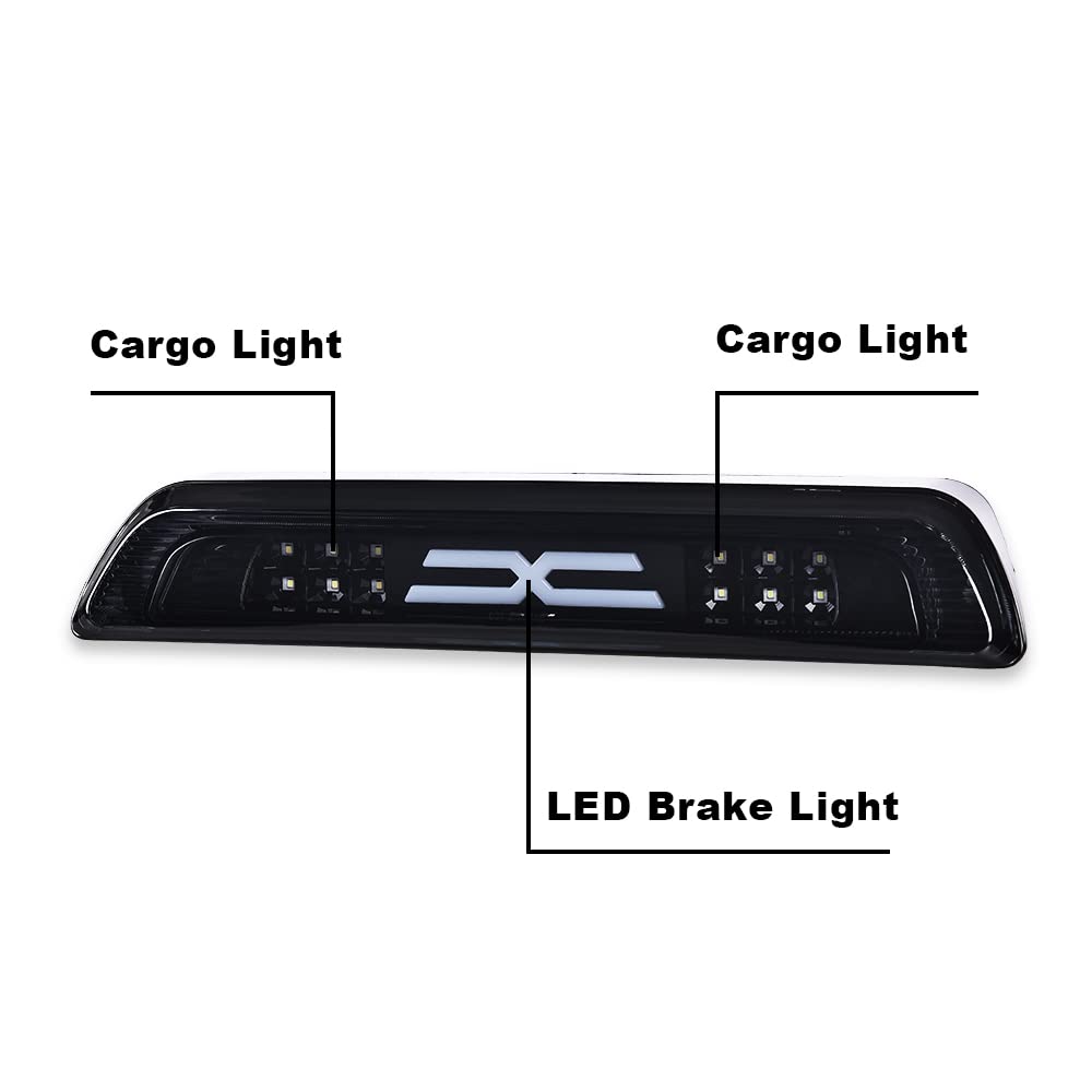 G-PLUS LED Third Brake Light Compatible with Toyota Tundra 2007-2018, 3rd High Mount Cargo Light, Type X, Smoky Lens Black Housing, 81570-0C050