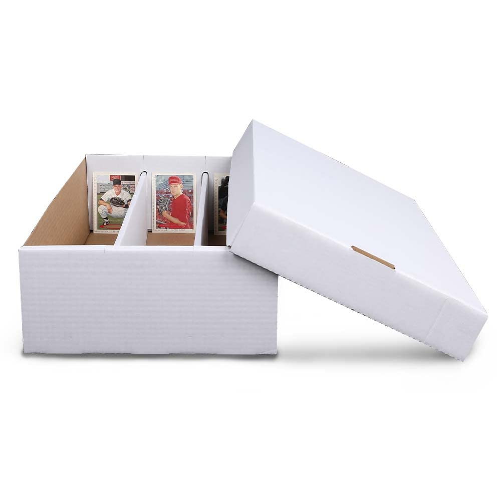 G-PLUS Trading Card Storage Box 3000 Count White Corrugated Cardboard Box Versatile Card Storage Box (Card not included)