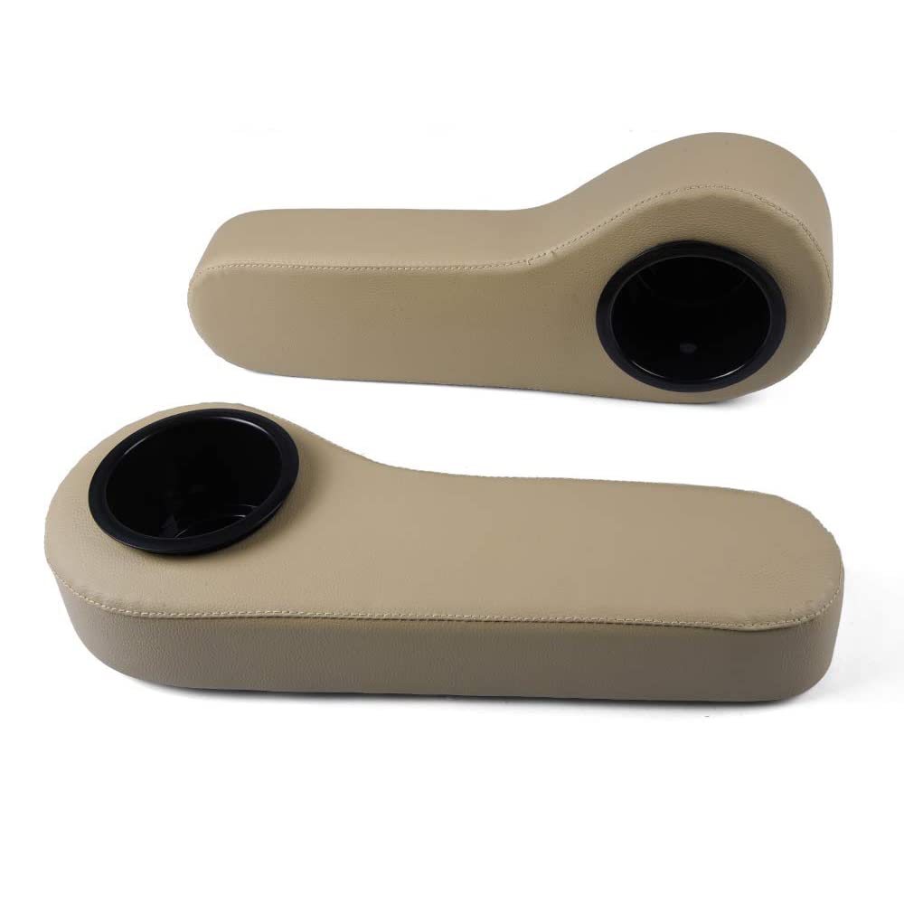 One Pair of Rear Seat Armrest with Cup Holder Universal Replacement for EZGO, for Club Car, for Yamaha and Other Golf Cart Models Beige