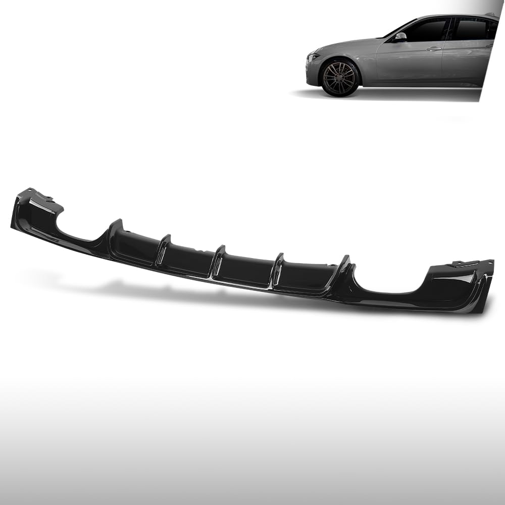 G-PLUS Rear Diffuser Fit BMW 3 Series F30 Sedan F31 Touring M-Tech Performance M Sport Bumper Model 2012-2018 M Performance Style (Single Sided Dual Output) Rear Bumper Diffuser Gloss Black
