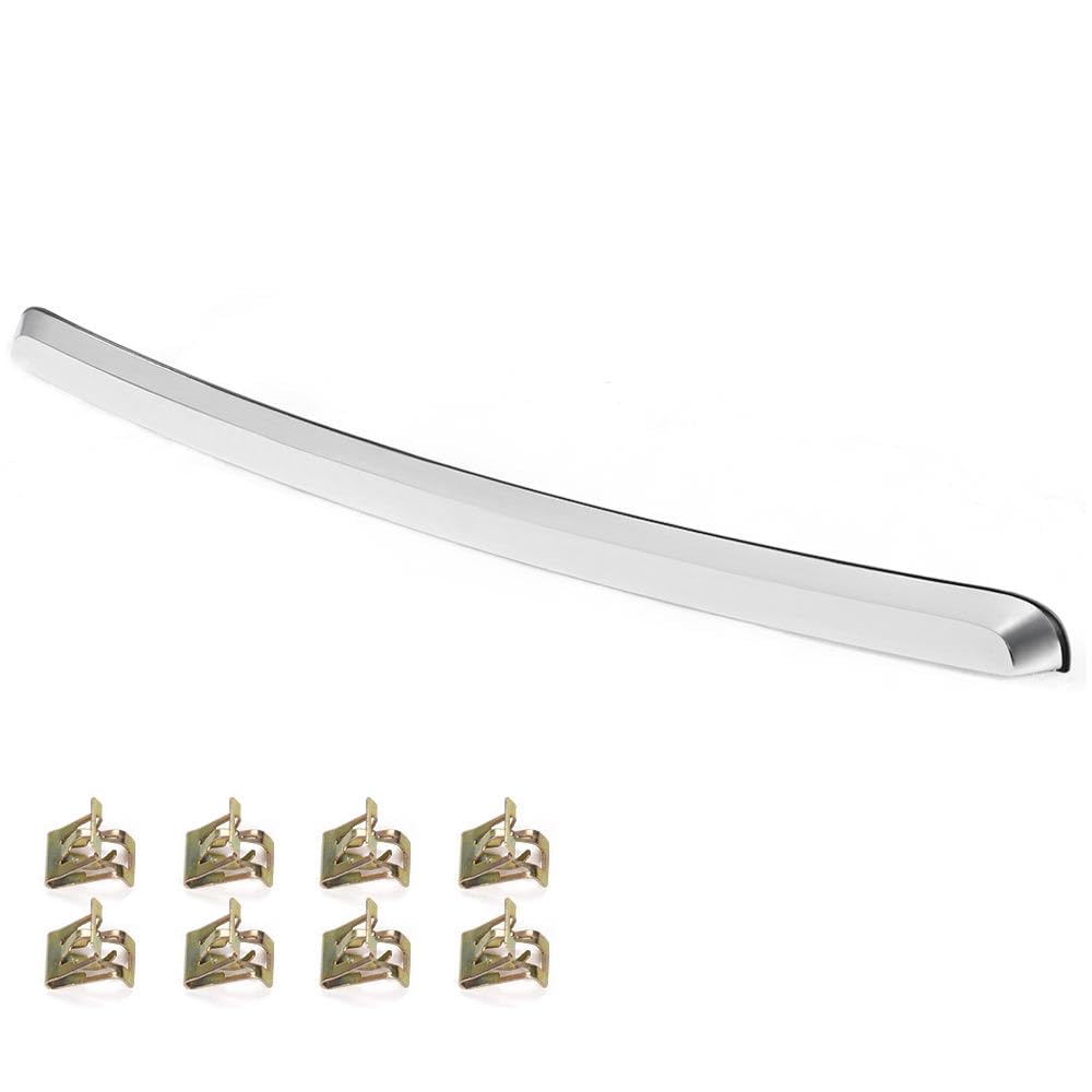 G-PLUS Front Hood Molding Trim Moulding W/ 8 Clips, Compatible with GMC Sierra 1500 2007-2013/ GMC Sierra 2500 HD 3500 HD 2007-2010 GM1235109 10385156 (Silver)