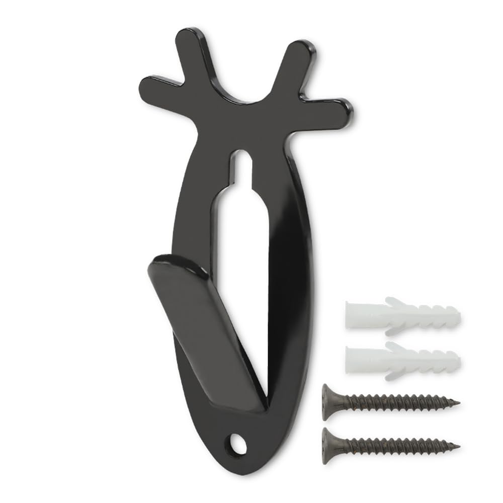 G-PLUS Black 1PC Wall Hanger Hook European Antler Style Wall Mount Bracket for Hanging Mounting Elk Deer Antelope Living Room Bedroom Home Decor