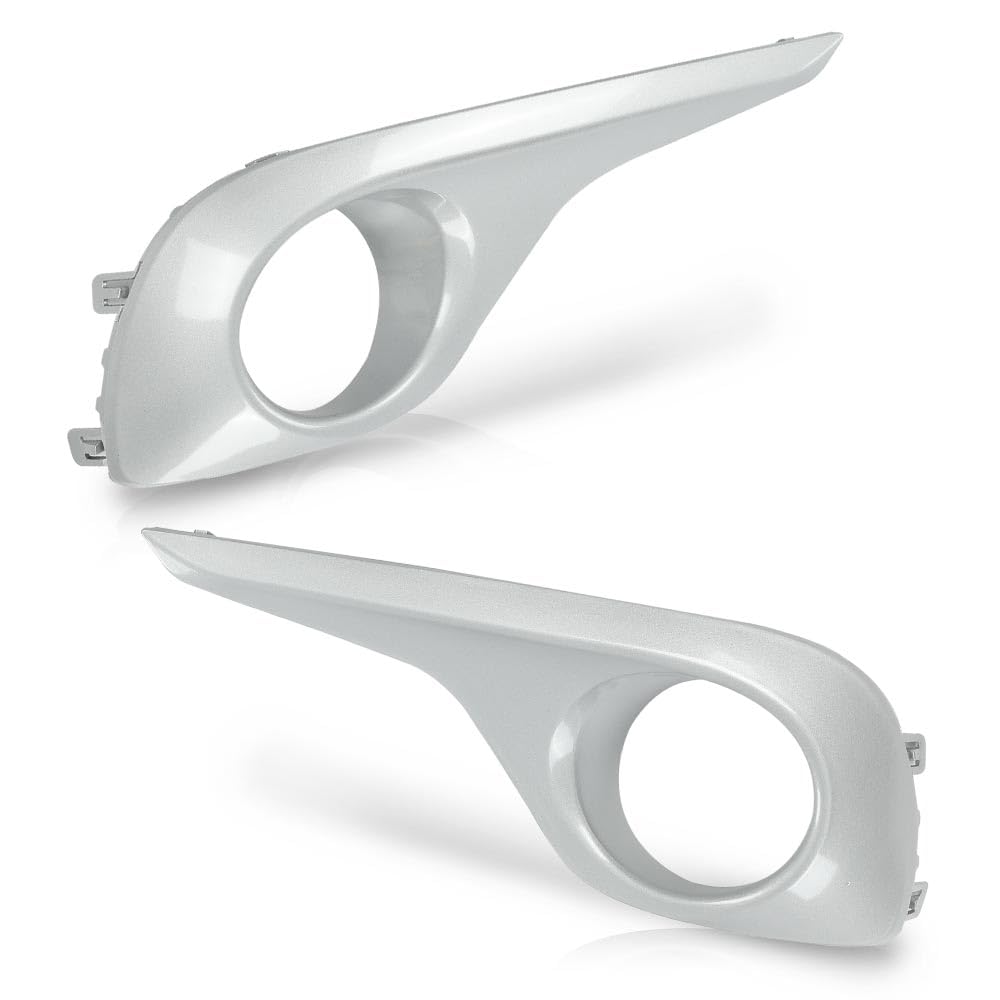 G-PLUS Front Fog Light Lamp Cover Trim Pair, Compatible with Toyota Highlander 2011 2012 2013 TO1038154 TO1039154 814810E060 814820E080, Driver & Passenger Side Fog Light Trim Silver